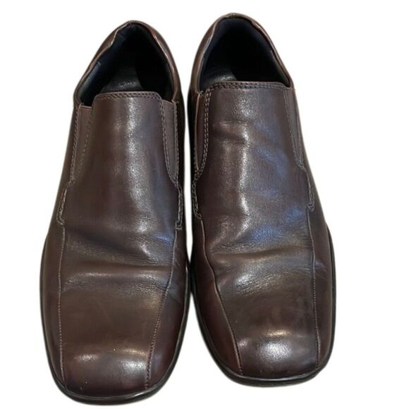 Kenneth Cole Brown Come Fly With Me Brown Leather Loafer Shoes Mens 10M Slip-on - Picture 1 of 11
